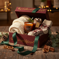 Deluxe cozy season fall and winter hygge gift box with 20+ comfort items, personalized by Curated by Lana