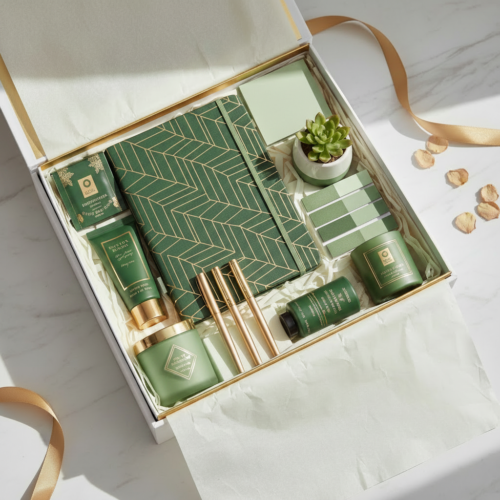 Personalized color-themed mystery gift box curated around your favorite color with 15+ surprise items