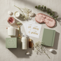 Mind and body wellness gift box with 15+ spa and self-care items, personalized and gift-ready by Curated by Lana