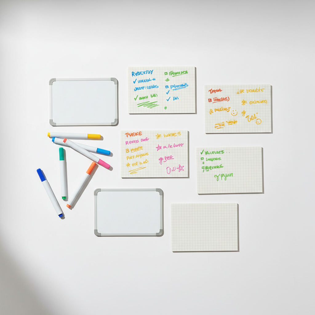 Set of reusable dry erase notecards for eco-friendly studying, flashcards, and note-taking