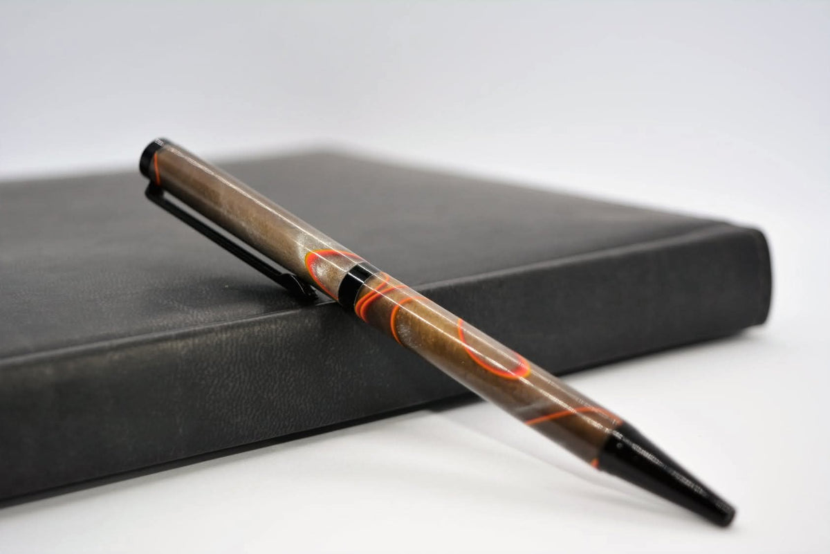 Hand-turned artisan pen in unique pattern, one-of-a-kind gift for writers and executives