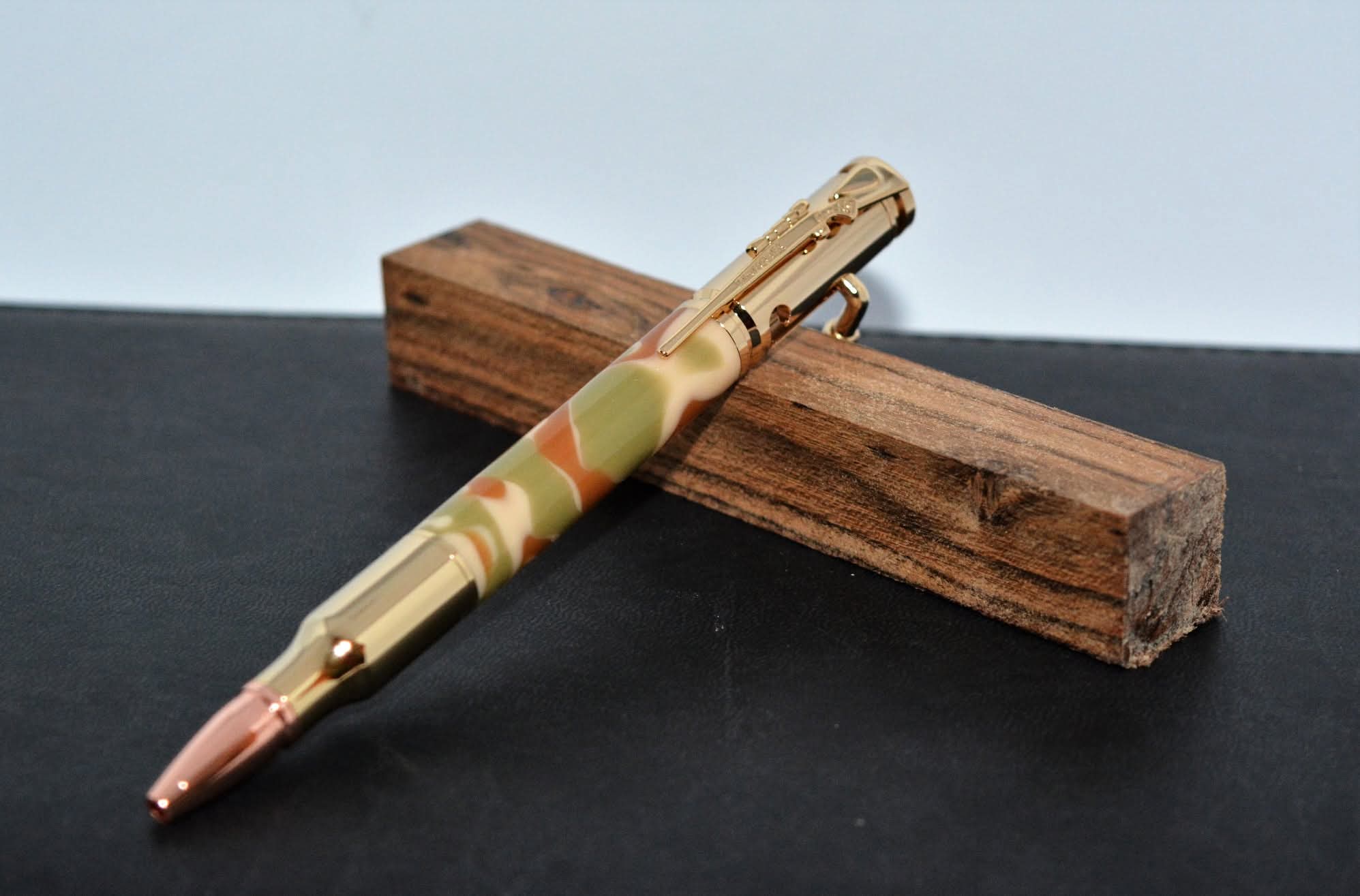 Hand-turned artisan pen in unique pattern, one-of-a-kind gift for writers and executives