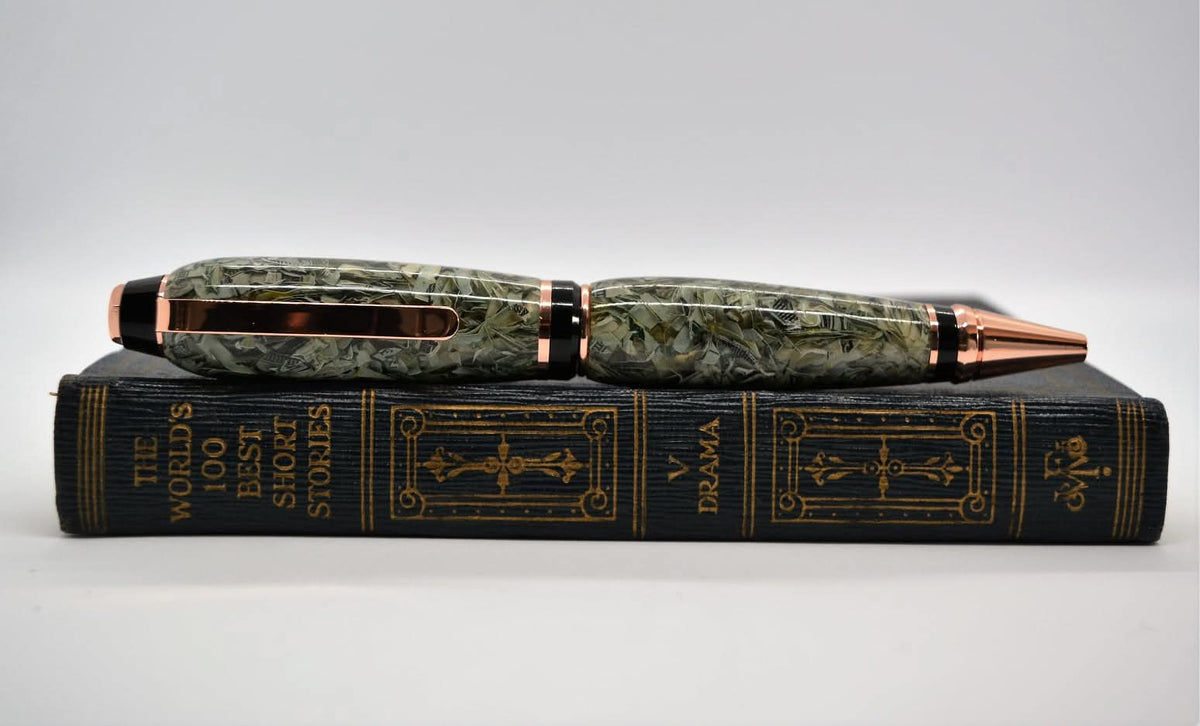 Hand-turned artisan pen in unique pattern, one-of-a-kind gift for writers and executives
