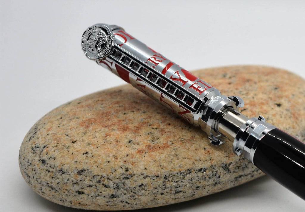Hand-turned artisan pen in unique pattern, one-of-a-kind gift for writers and executives