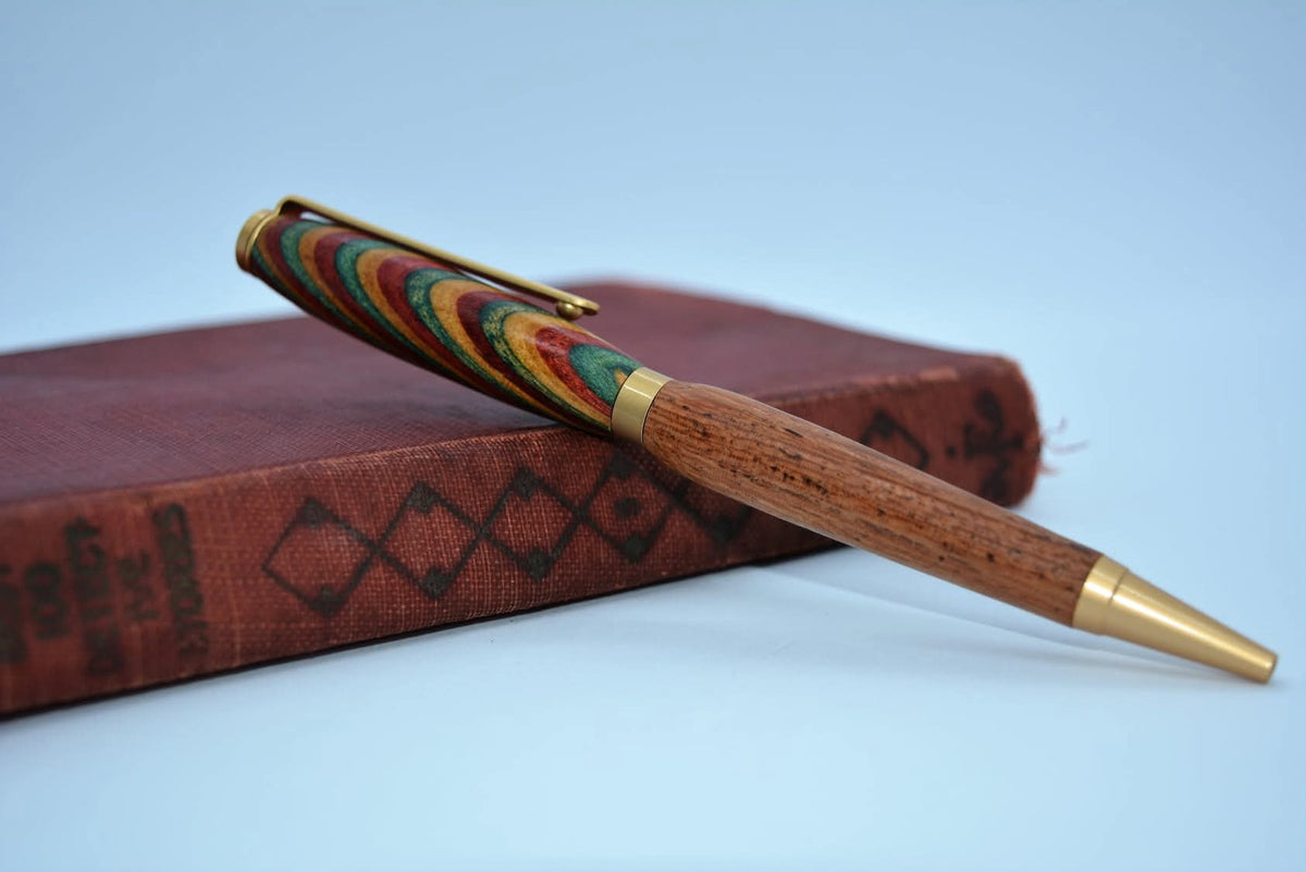 Hand-turned artisan pen in unique pattern, one-of-a-kind gift for writers and executives
