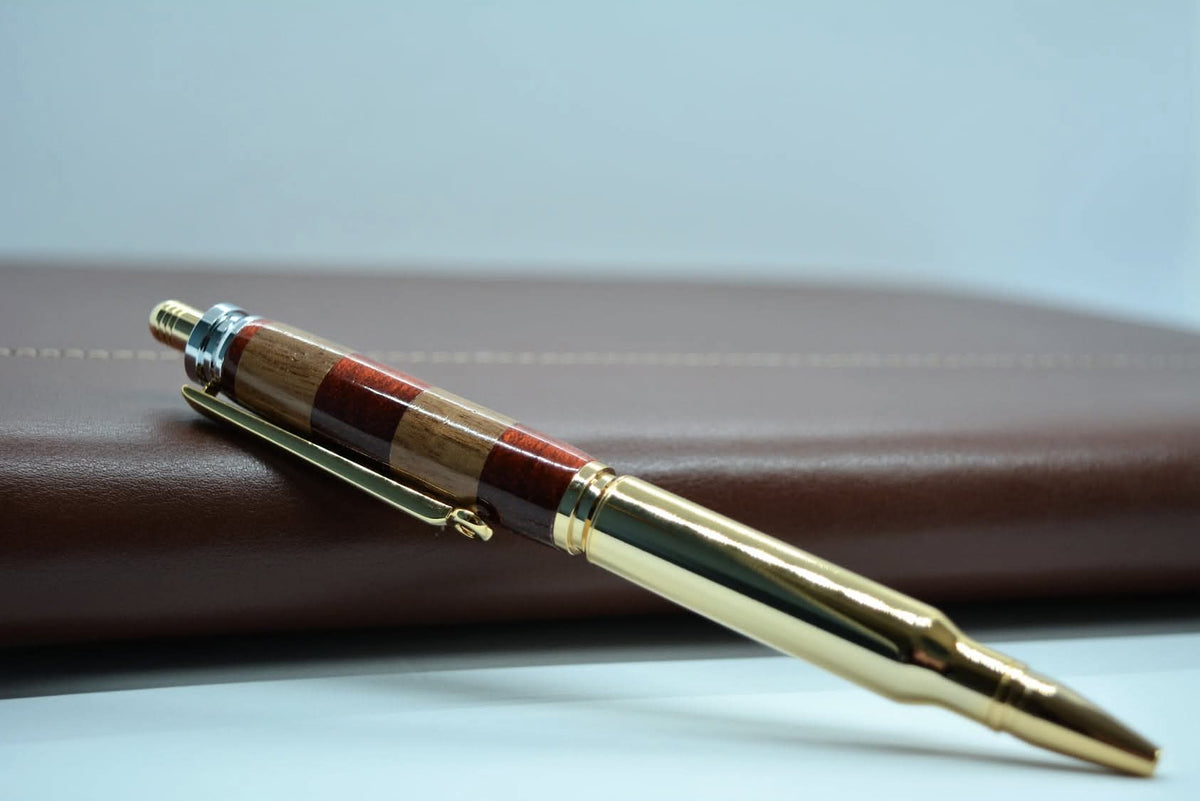 Hand-turned artisan pen in unique pattern, one-of-a-kind gift for writers and executives