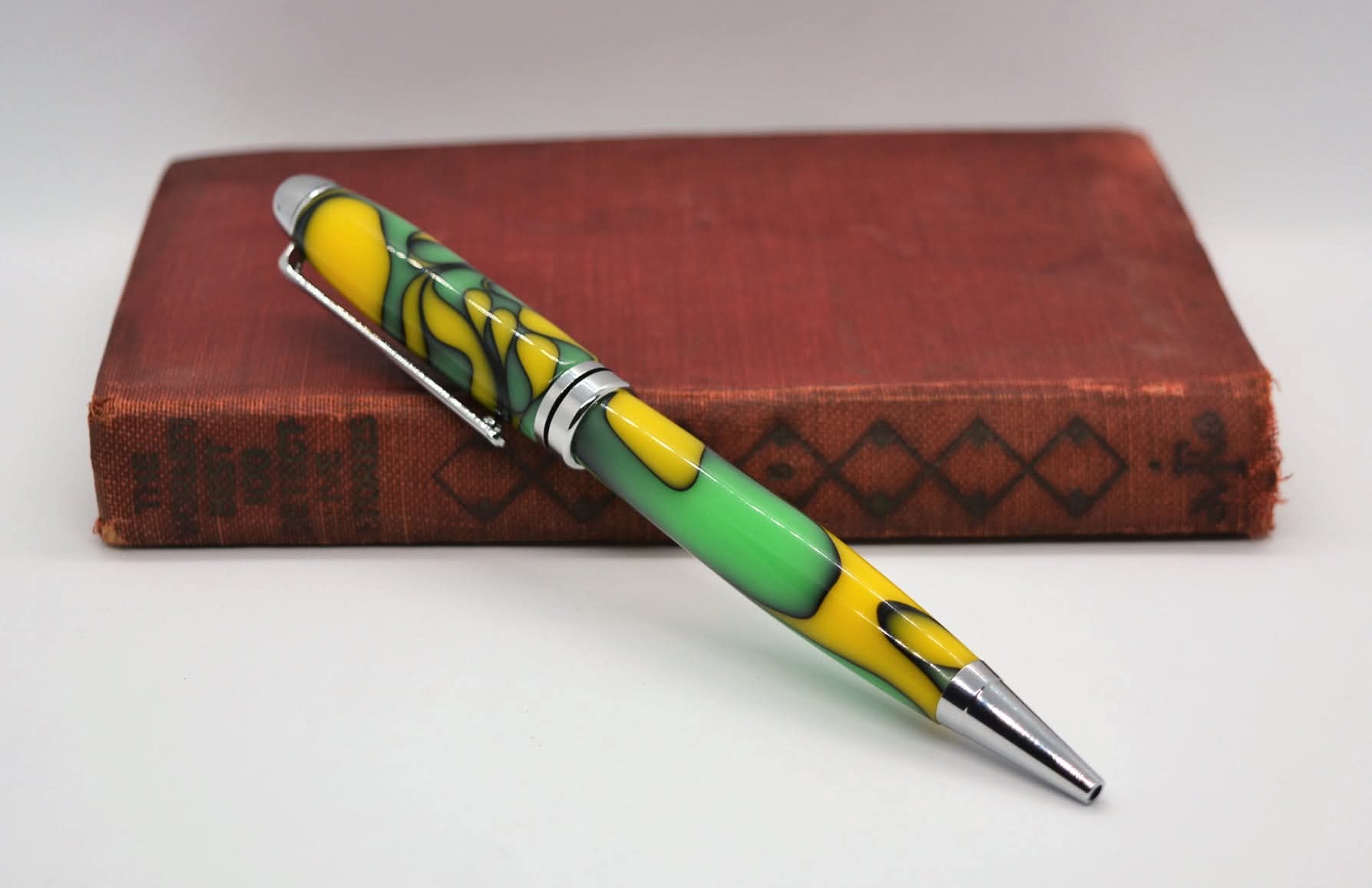 Hand-turned artisan pen in unique pattern, one-of-a-kind gift for writers and executives