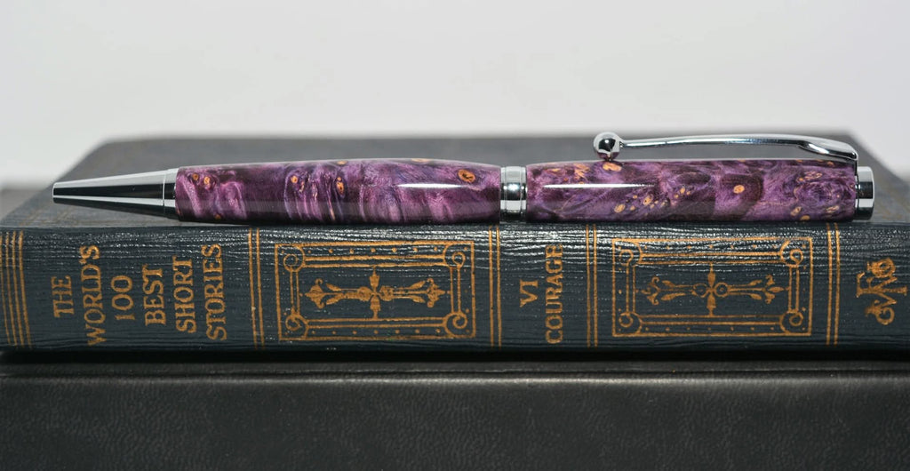 Hand-turned artisan pen in unique pattern, one-of-a-kind gift for writers and executives