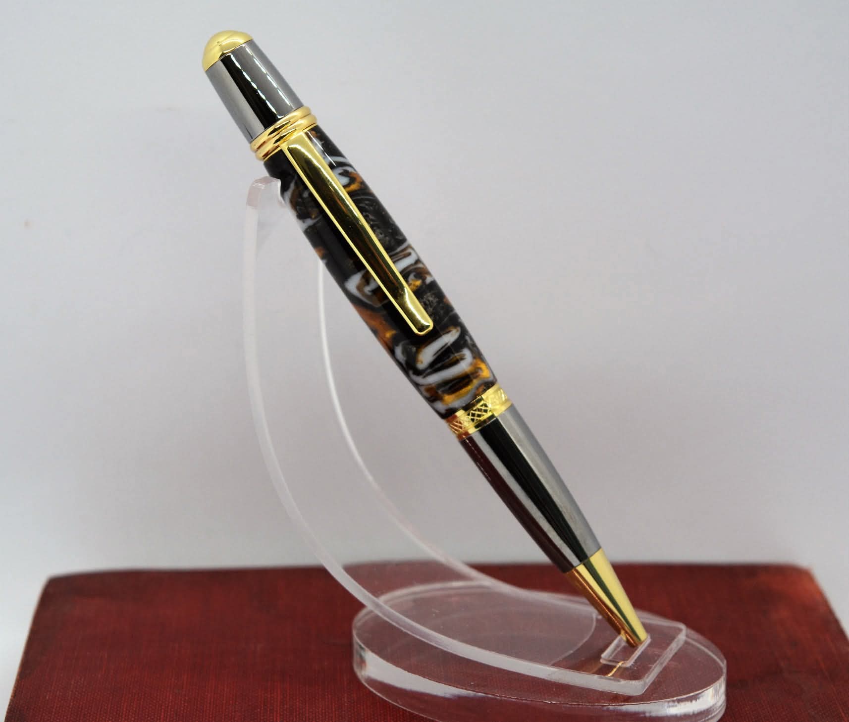 Hand-turned artisan pen in unique pattern, one-of-a-kind gift for writers and executives