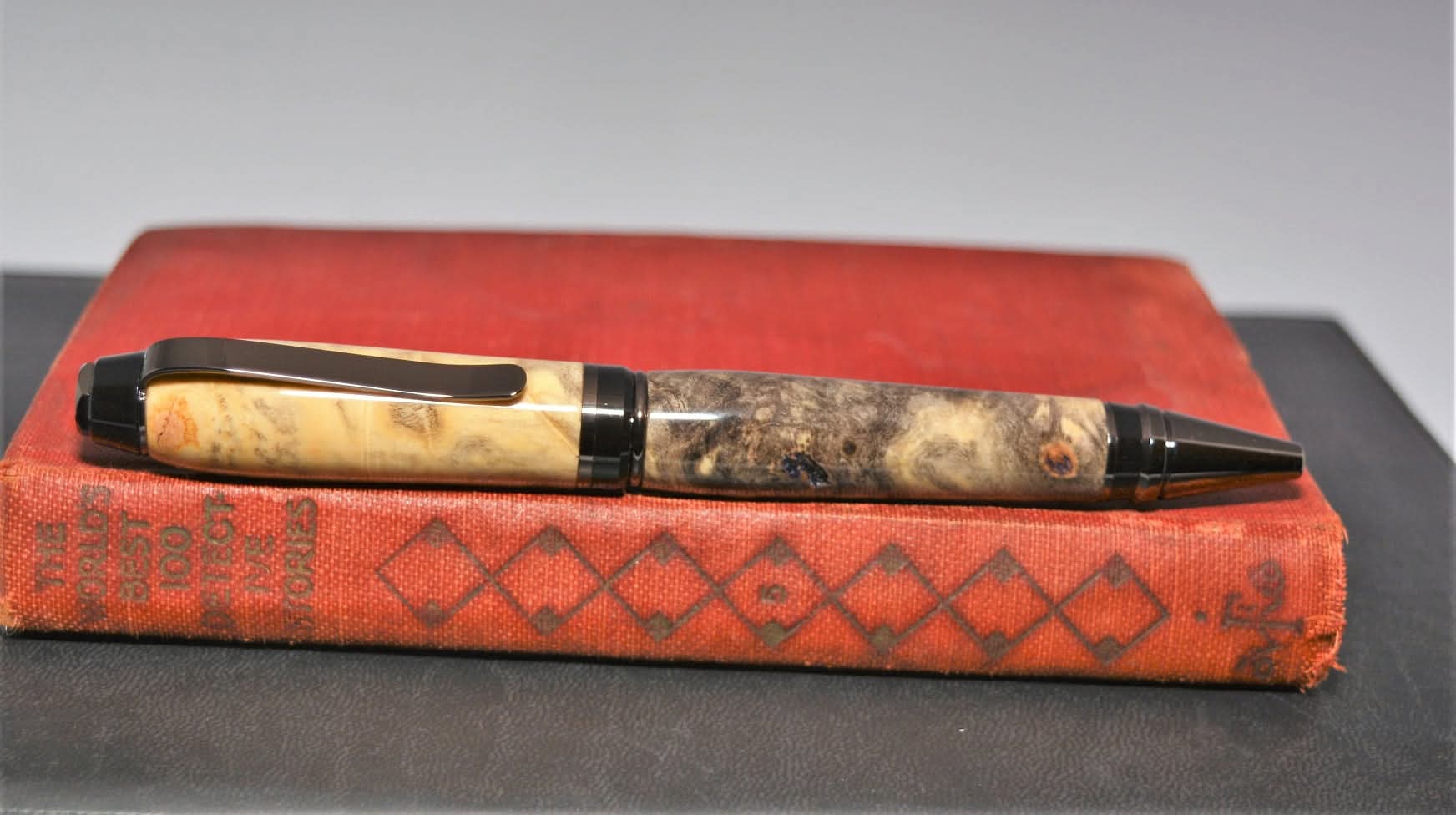 Hand-turned artisan wood pen in unique grain pattern, one-of-a-kind gift for writers and executives