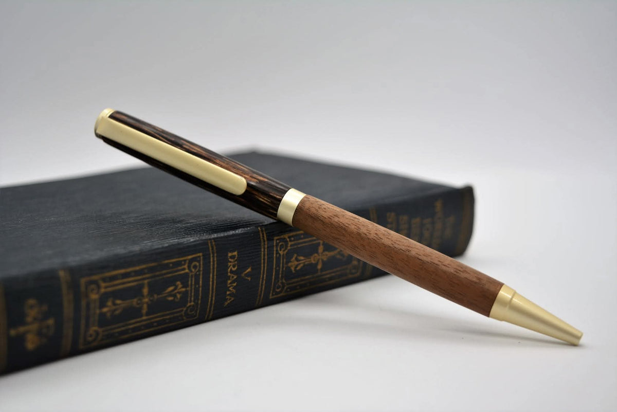 Hand-turned artisan pen in unique pattern, one-of-a-kind gift for writers and executives
