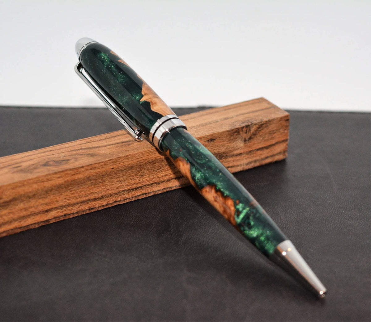 Hand-turned artisan pen in unique pattern, one-of-a-kind gift for writers and executives