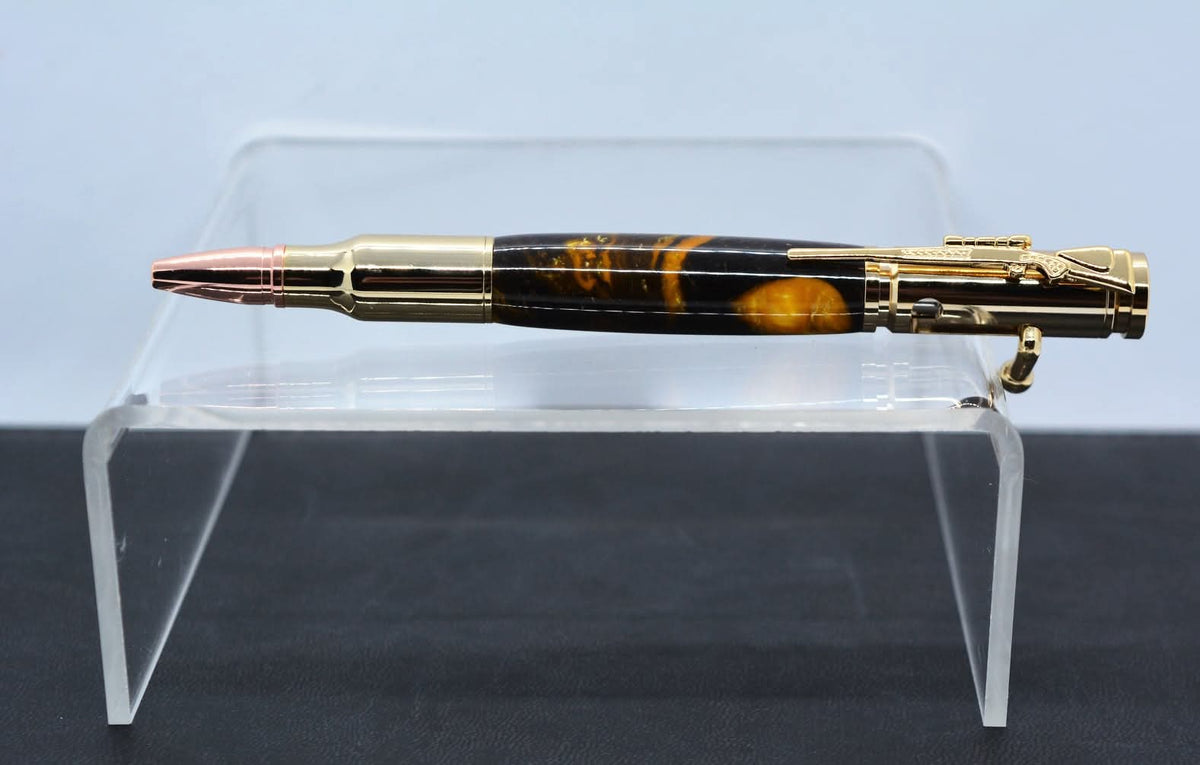 Hand-turned artisan pen in unique pattern, one-of-a-kind gift for writers and executives